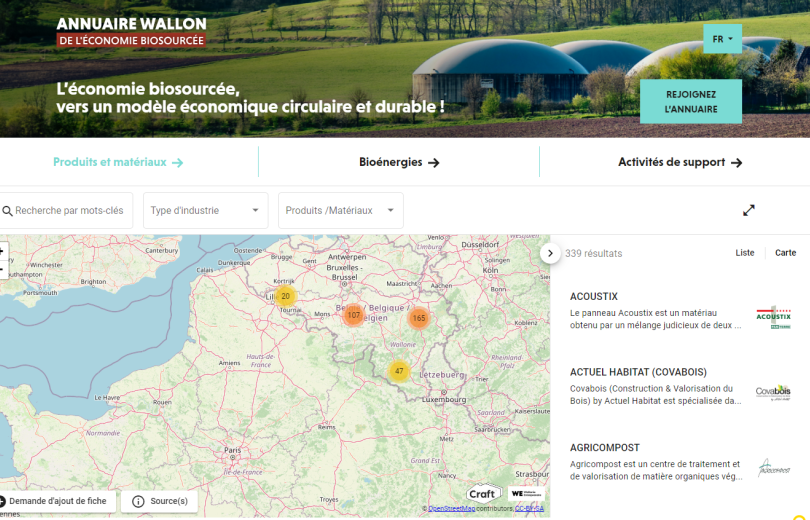 L’annuaire wallon de l’économie biosourcée